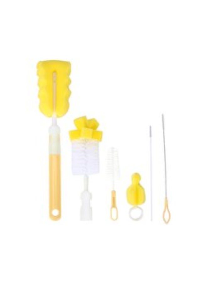 MUMS PLANET 6-Piece Baby Bottle Cleaning Brush Set – Includes a sponge brush and bristle brushes for cleaning nipples, pumps, and hard-to-reach corners – Complete set for your baby’s hygiene care.Baby Essentials, Baby Care, Baby Bottle Cleaning Tools, Bottle Brush - Image 1